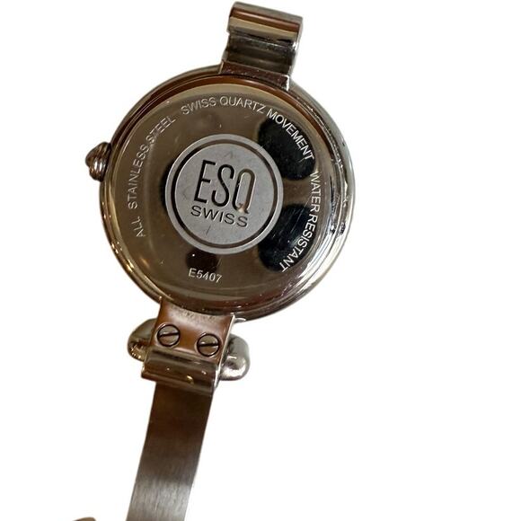 ESQ by Movado Watch E5407 Diamonds SS White MOP Dial Bangle Bracelet - Picture 4 of 6